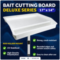 Fish Fillet Table / Cutting Board 17" x 14", Rod Holder Mount, White - FO4298 - Five Oceans