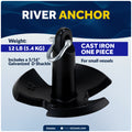 12 Lb. River Anchor, Black, Vinyl Coated - FO4301 - Five Oceans
