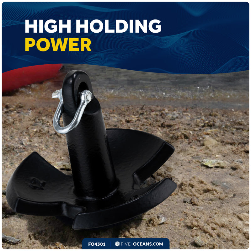 12 Lb. River Anchor, Black, Vinyl Coated - FO4301 - Five Oceans