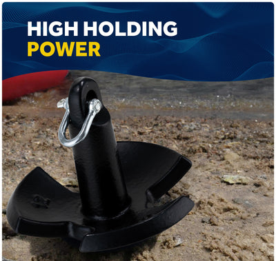 River Anchor, Black, Marine-Grade Vinyl Coated - Five Oceans