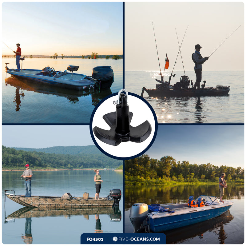 12 Lb. River Anchor, Black, Vinyl Coated - FO4301 - Five Oceans