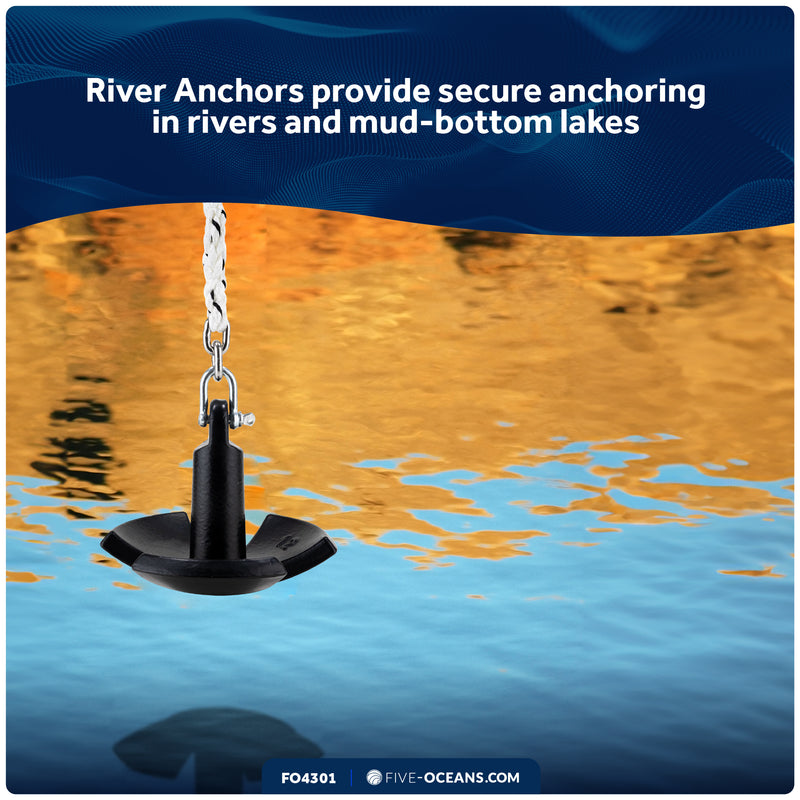 12 Lb. River Anchor, Black, Vinyl Coated - FO4301 - Five Oceans