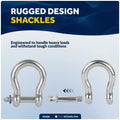 5/8" Screw Pin Bow Anchor Shackle, AISI316 Stainless Steel