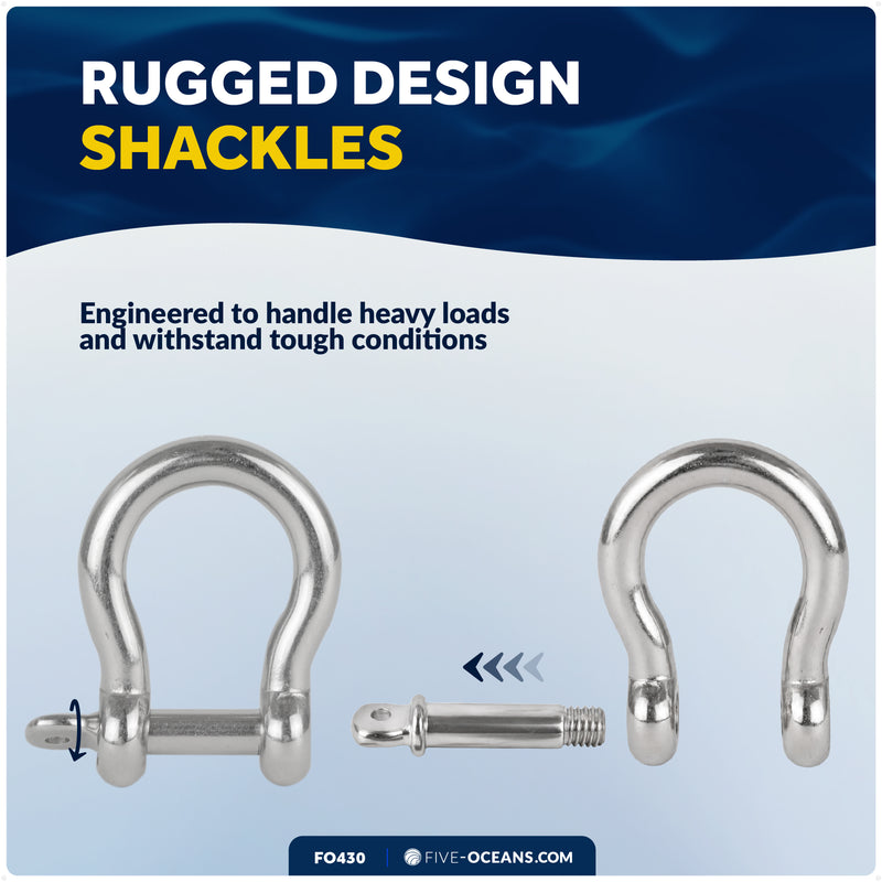 5/8" Screw Pin Bow Anchor Shackle, AISI316 Stainless Steel
