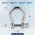 3/4" Screw Pin Bow Shackle, AISI316 Stainless Steel - FO431 - Five Oceans