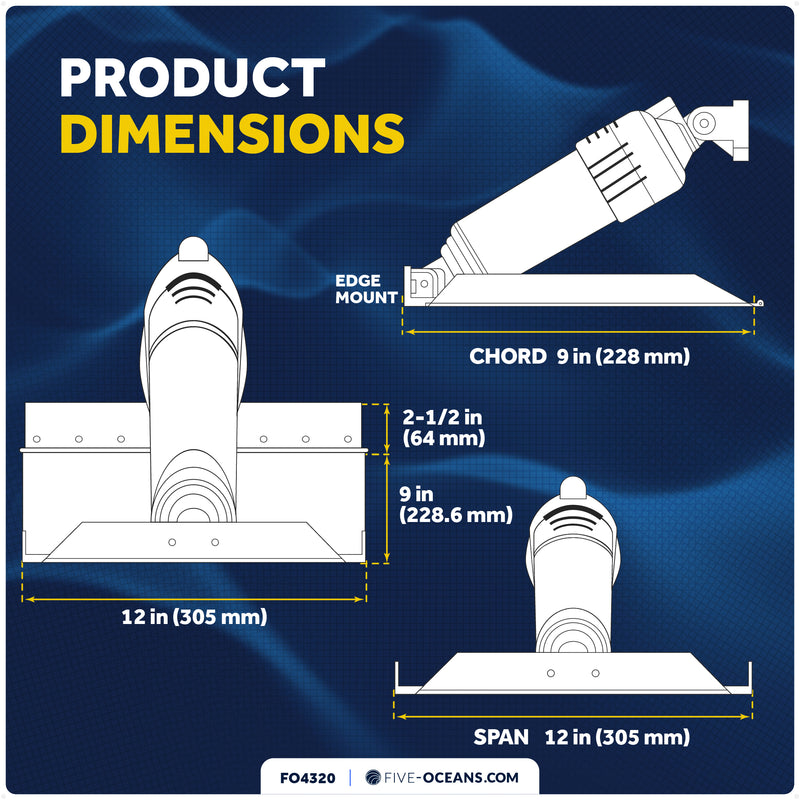 Bennett Marine Electric Trim Tab System 12" x 9", Complete Kit BOLT129, 12V DC - FO4320 - Five Oceans