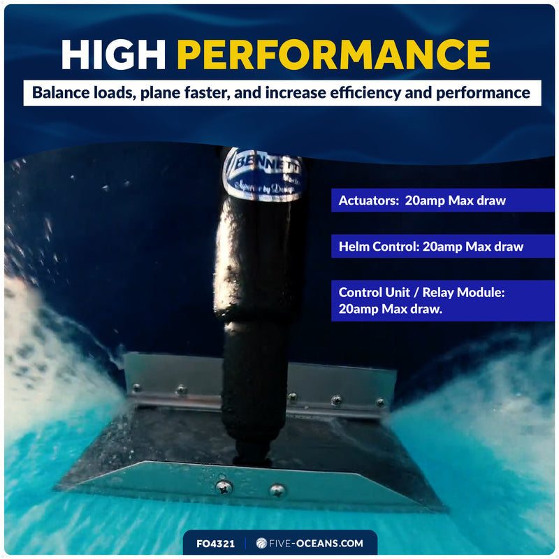 Bennett Marine Electric Trim Tab System 12" x 12", Complete Kit BOLT1212, 12V DC - FO4321 - Five Oceans