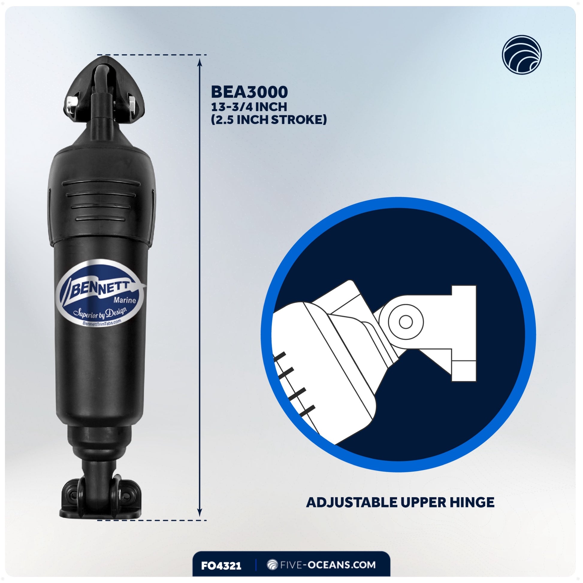Bennett Marine Electric Trim Tab System 12" x 12", Complete Kit BOLT1212, 12V DC - FO4321 - Five Oceans