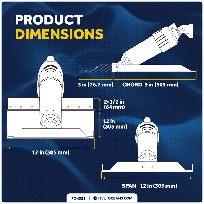 Bennett Marine Electric Trim Tab System 12" x 12", Complete Kit BOLT1212, 12V DC - FO4321 - Five Oceans