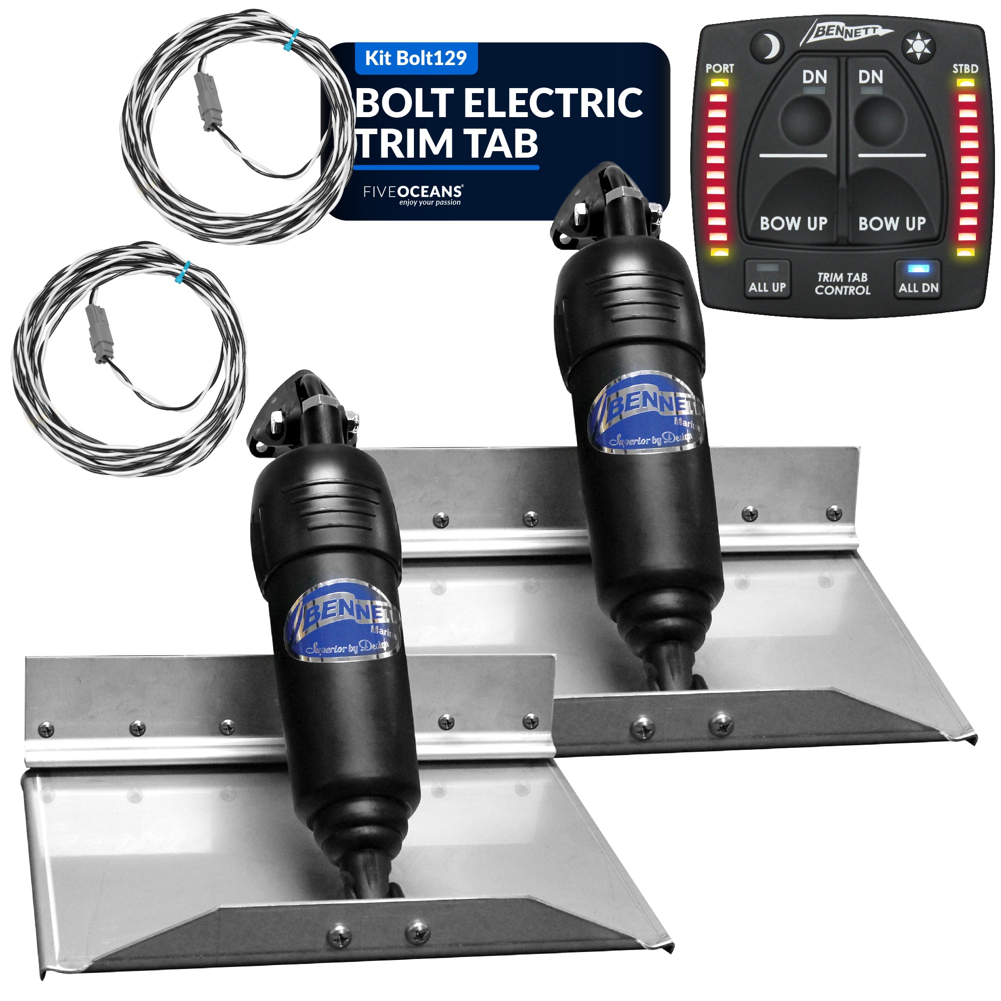 Bolt Electric Trim Tab System 12" x 9", Complete Kit BOLT129, 12V DC - FO4322