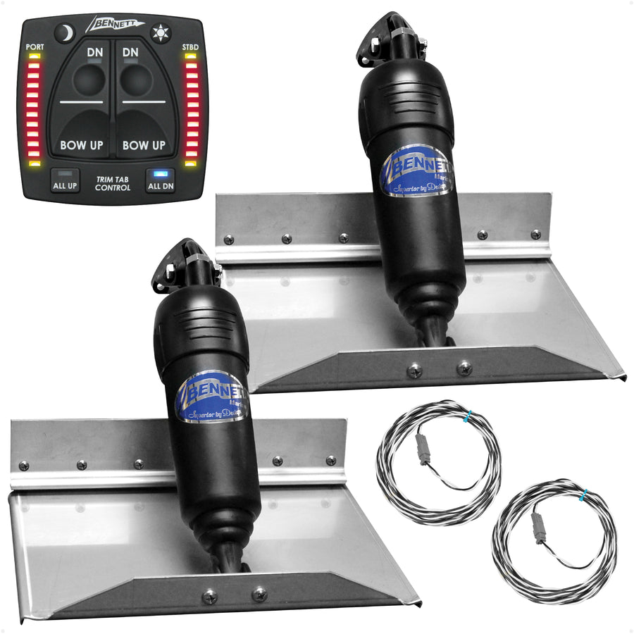 Bennett Marine Electric Trim Tab System 12" x 9", Complete Kit BOLT129, 12V DC - FO4322 - Five Oceans