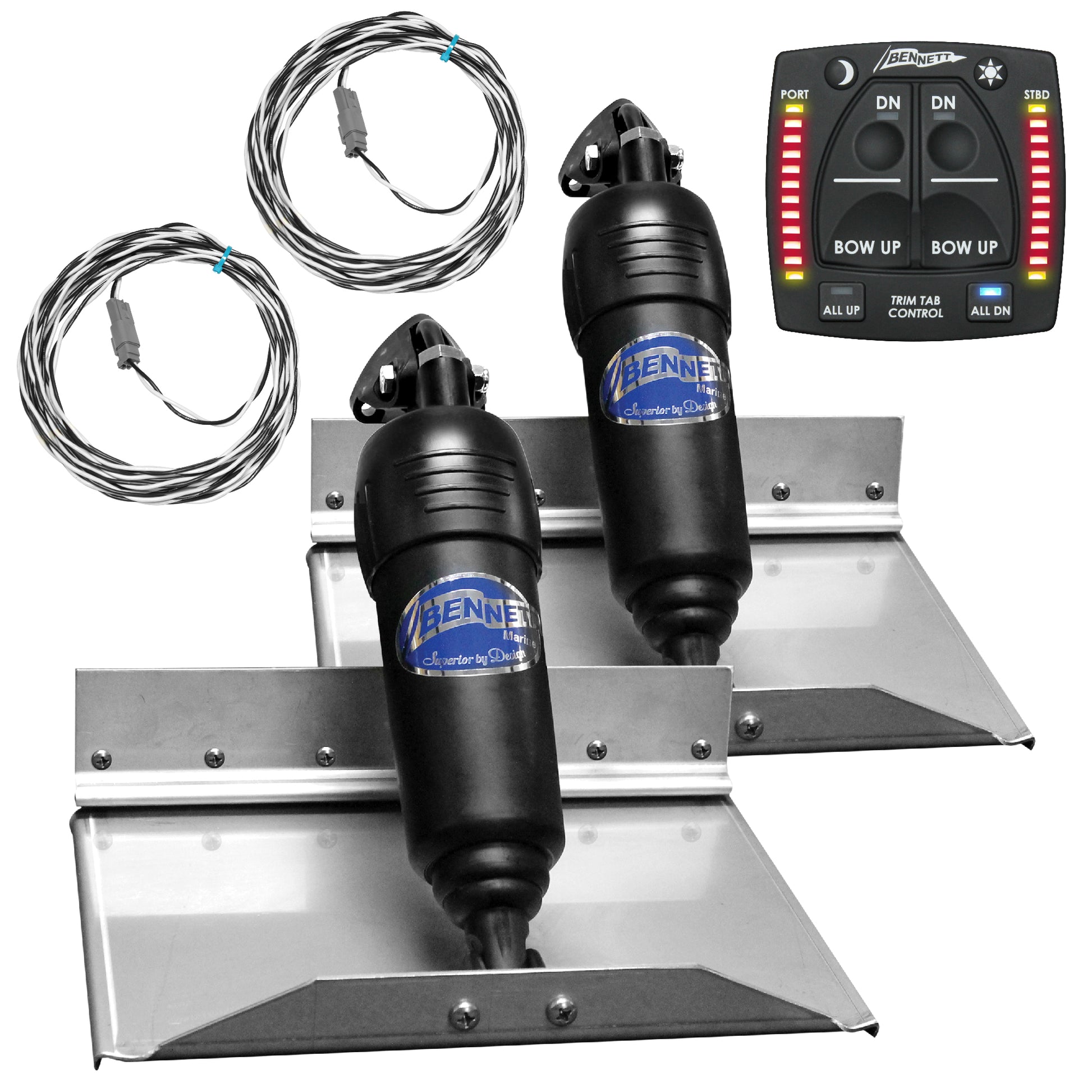 Bennett Marine Electric Trim Tab System 12" x 9", Complete Kit BOLT129, 12V DC - FO4322 - Five Oceans