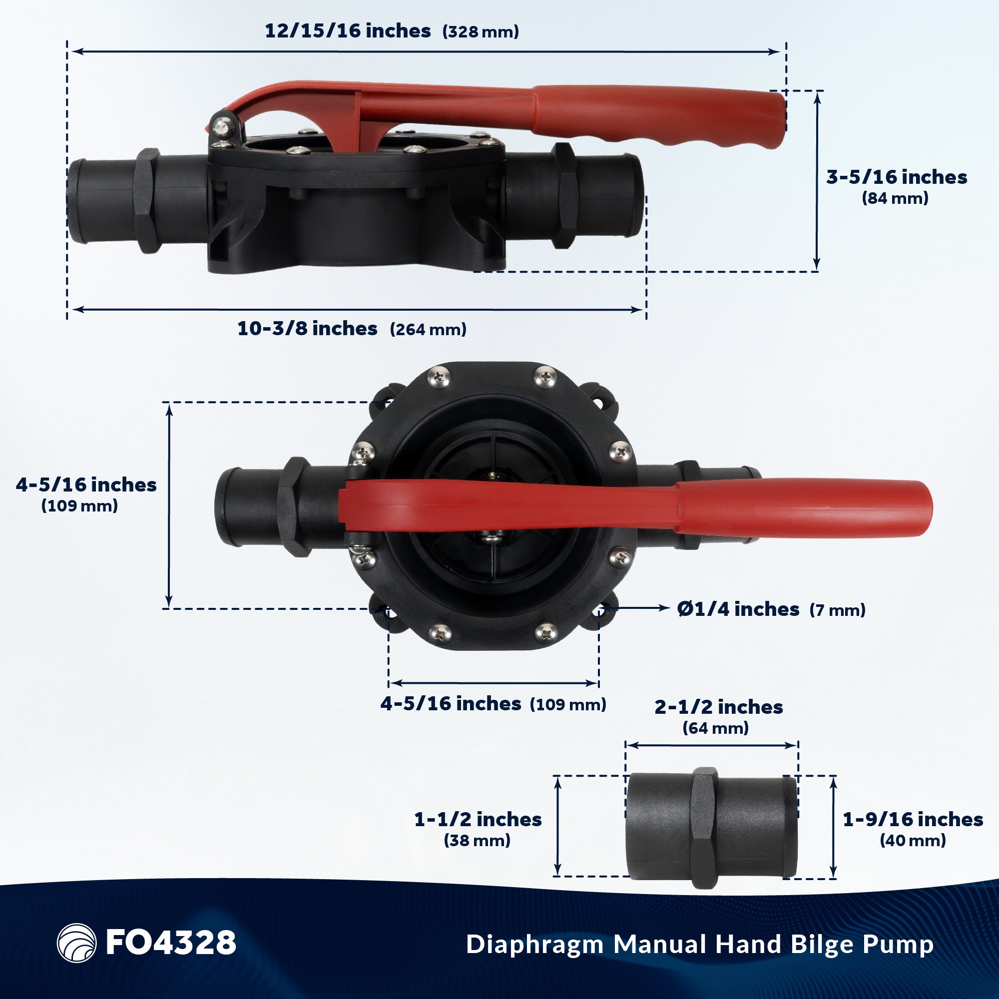 Diaphragm Manual Hand Bilge Pump - 720 GPH - FO4328 - Five Oceans