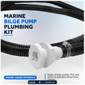 Bilge Pump Plumbing Kit - 7' x 3/4" Black PVC Hose with 2 Clamps & Thru-Hull Fitting - FO4329 - Five Oceans