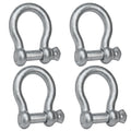 5/16" Screw Pin Bow Anchor Shackle, Hot-Dipped Galvanized Steel, 4-Pack