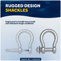 5/16" Screw Pin Bow Anchor Shackle, Hot-Dipped Galvanized Steel, 4-Pack