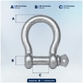 5/16" Screw Pin Bow Anchor Shackle, Hot-Dipped Galvanized Steel, 4-Pack