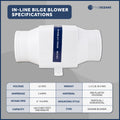 In-Line Bilge Blower, for 3" Interior Diameter Vent, Water Resistant, 12V - FO4333 - Five Oceans