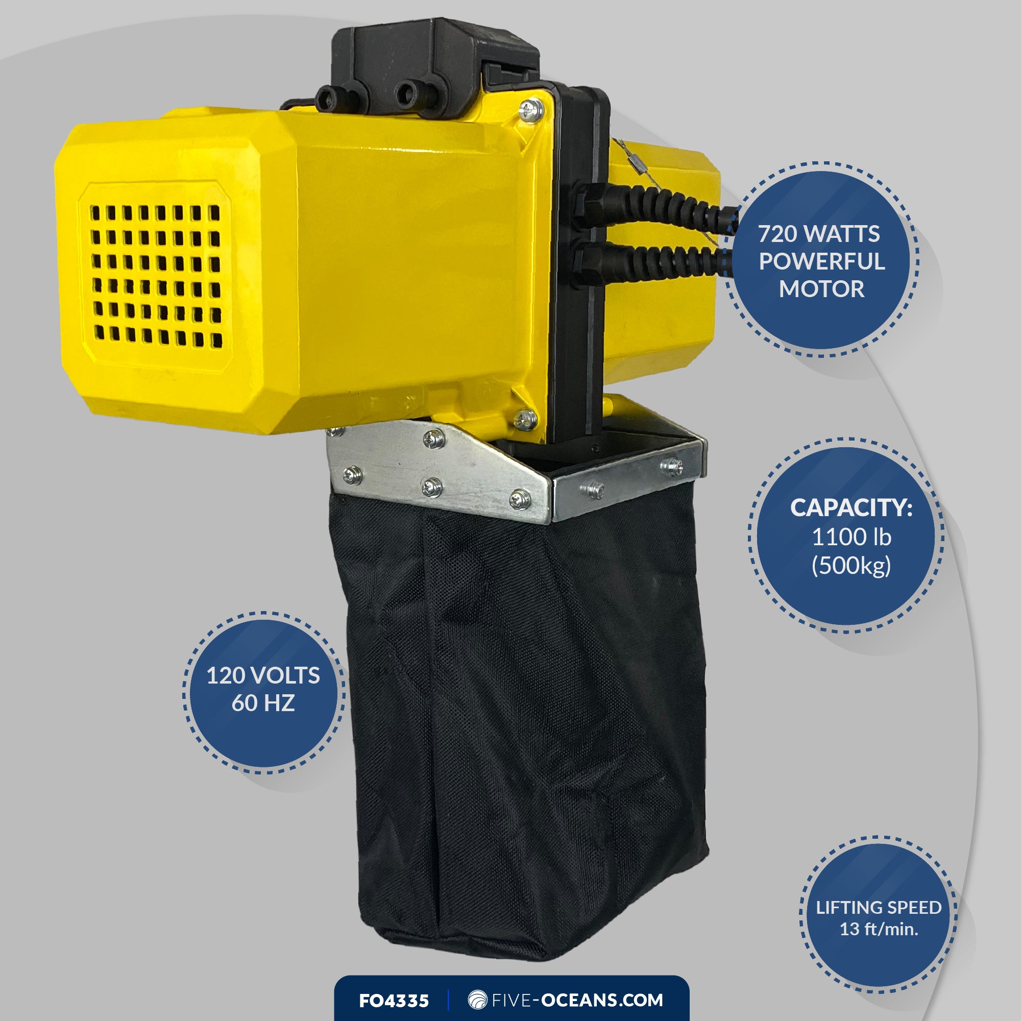 1100 Lb / 500 Kg Electric Chain Hoist with 6Ft Cable Control, 120V - FO4335