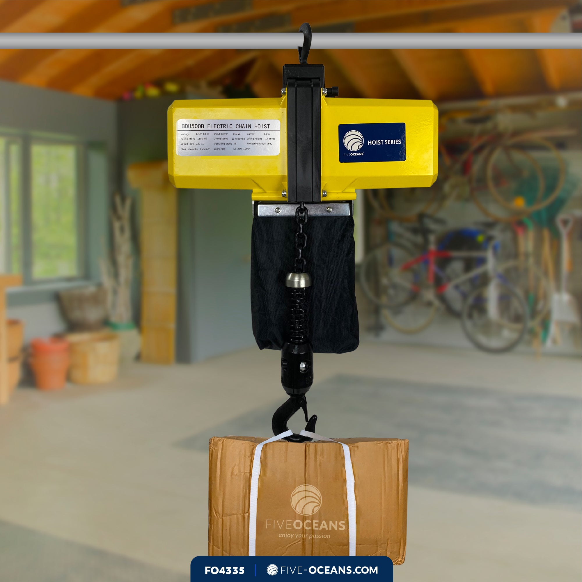 1100 Lb / 500 Kg Electric Chain Hoist with 6Ft Cable Control, 120V - FO4335