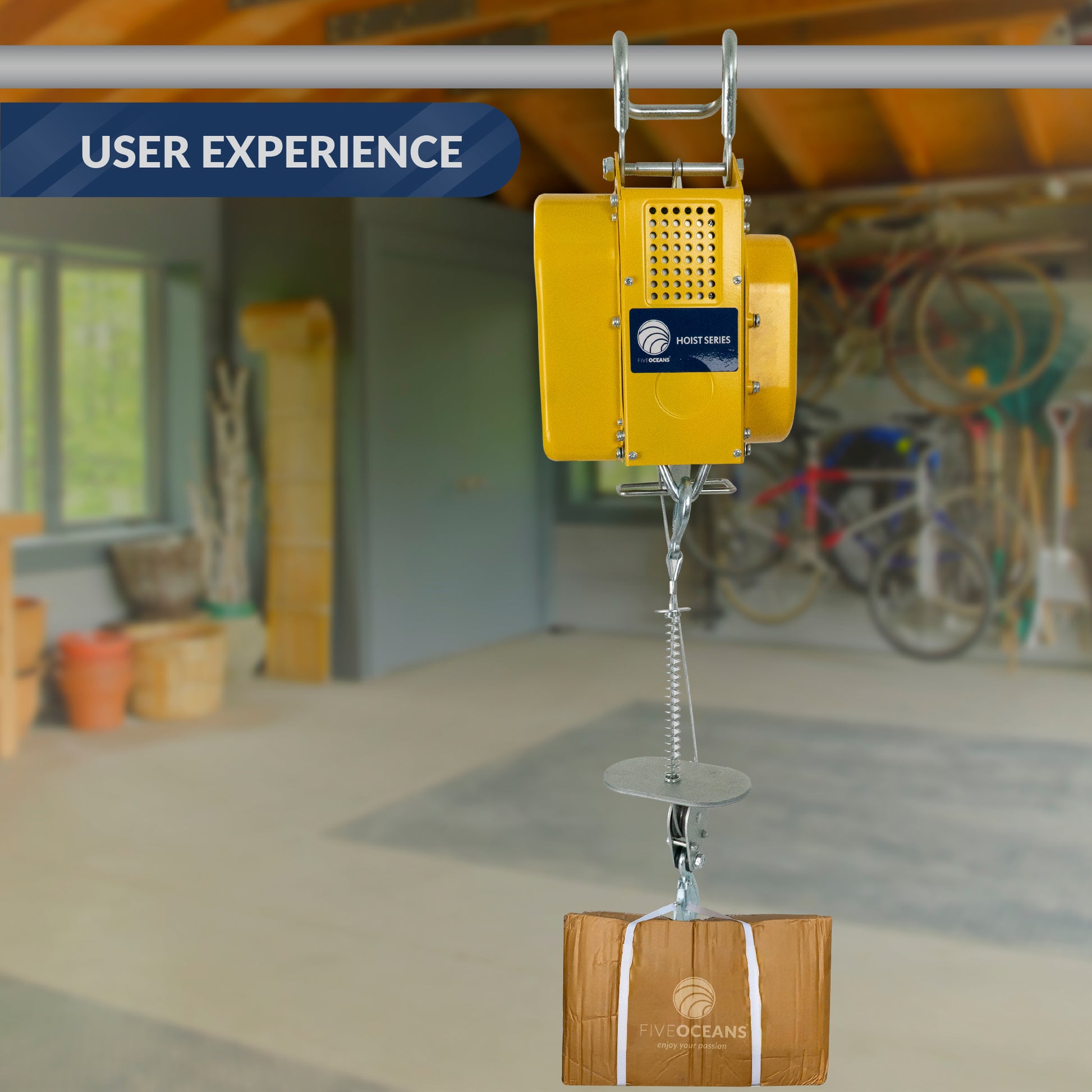 Portable Electric Hoist, Winch, 660 LBS / 300 KG,  6FT Remote Control - FO4336 - Five Oceans