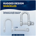 1/4" Screw Pin D Anchor Shackle, Hot-Dipped Galvanized Steel