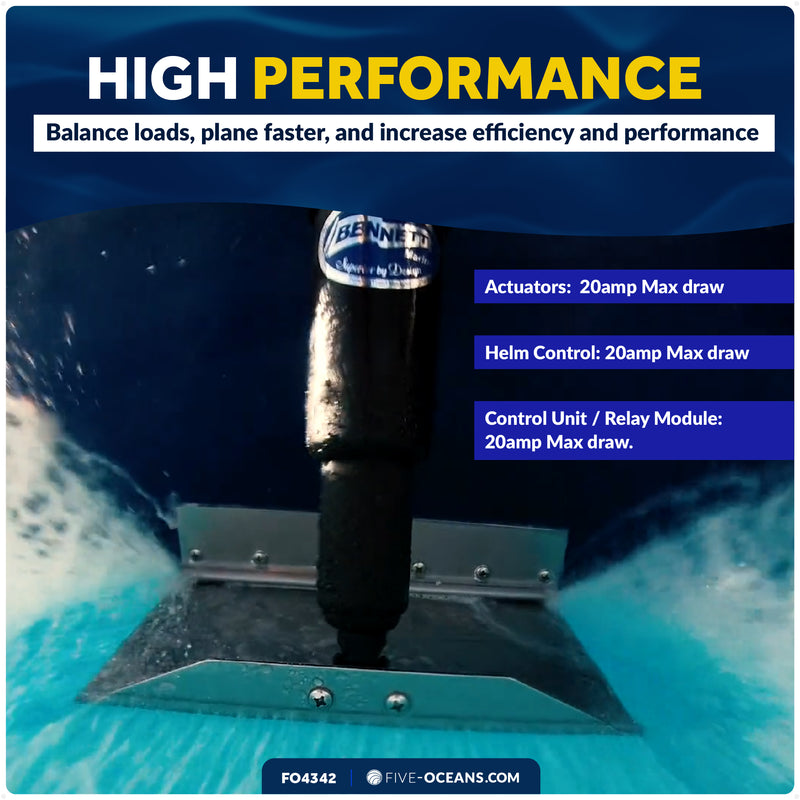 Bennett Marine Electric Trim Tab System Actuator, Adjustable Upper Hinge - BEA3000, 12V - FO4342 - Five Oceans