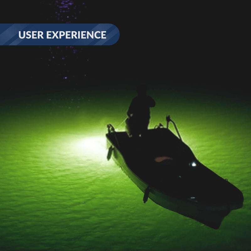 LED Underwater Fishing Light with 17' Power Cord, Green, 10-30V - FO4387 - Five Oceans