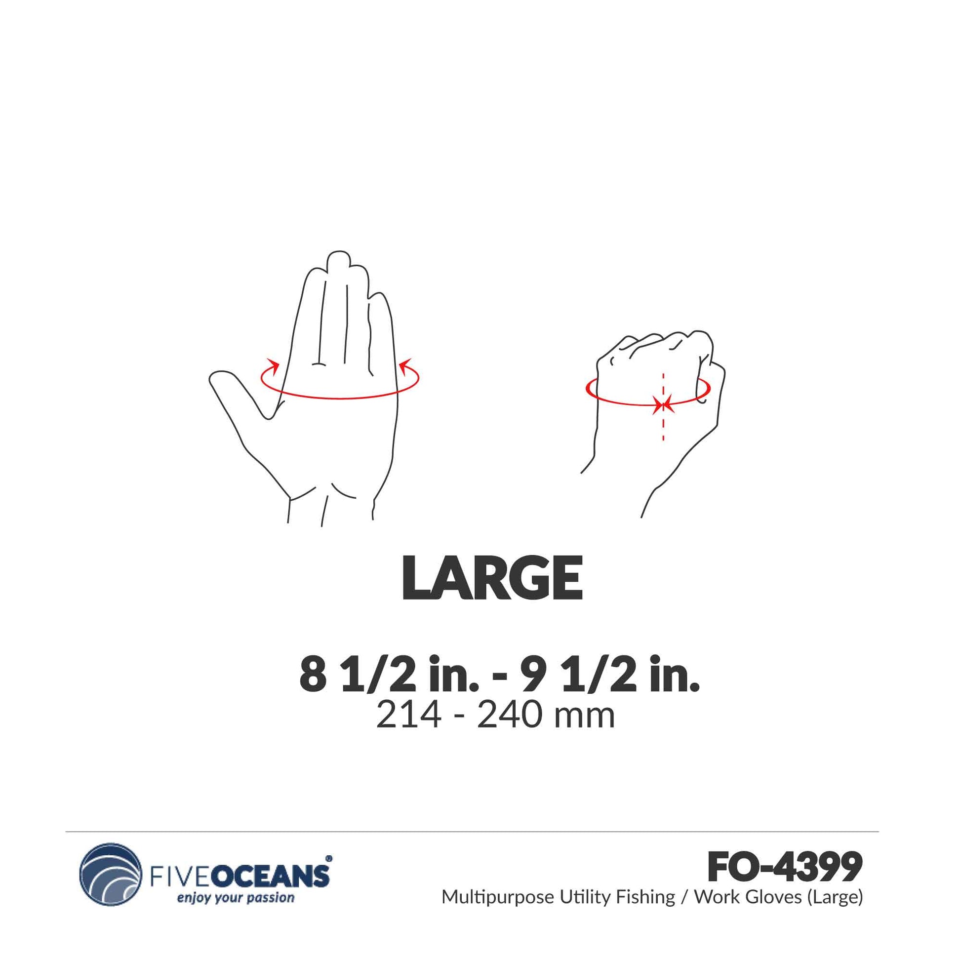Fishing Gloves, L Size - FO4399 - Five Oceans