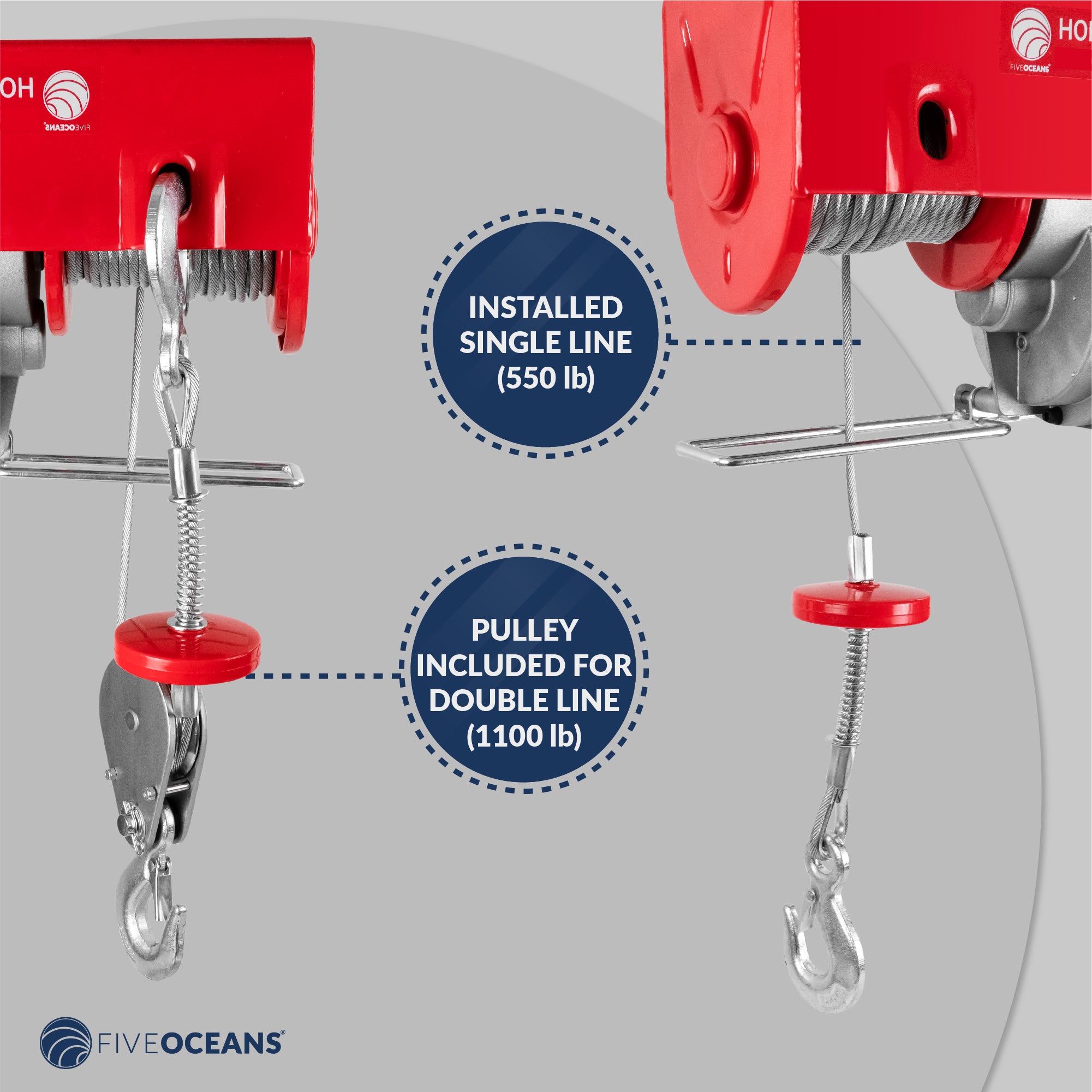 Electric Hoist, 1100 Lb Electric Winch, Wireless Remote Control 110V - FO4402 - Five Oceans
