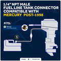 1/4" Fuel Tank Connector for Mercury Tank End (Post-1998) - FO4409 - Five Oceans