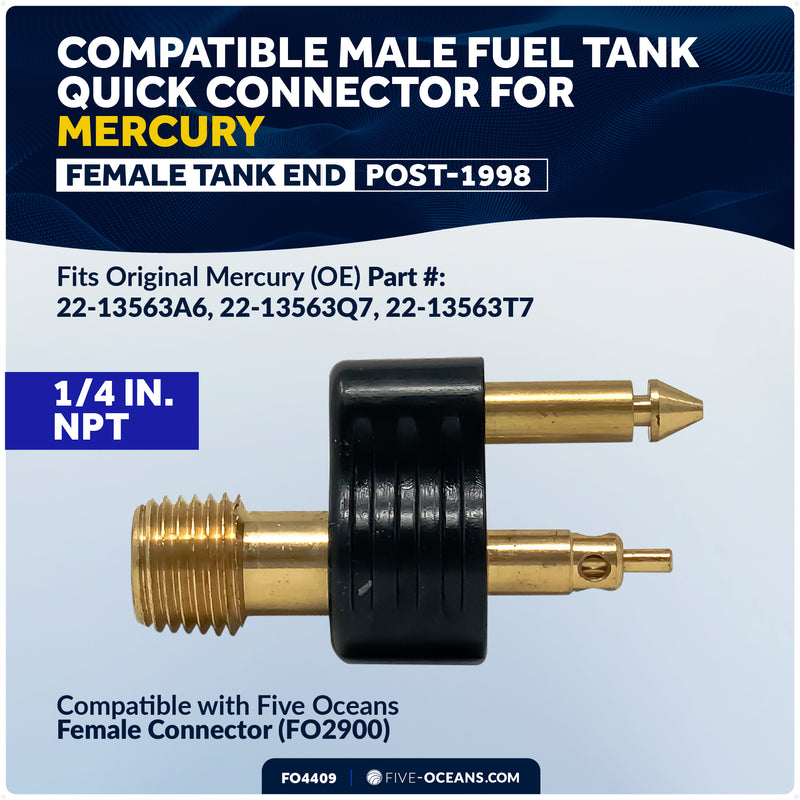 1/4" Fuel Tank Connector for Mercury Tank End (Post-1998) - FO4409 - Five Oceans