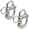 2" Pin Release Snap Shackle with Fixed Eye, AISI316 Stainless Steel, 2-Pack