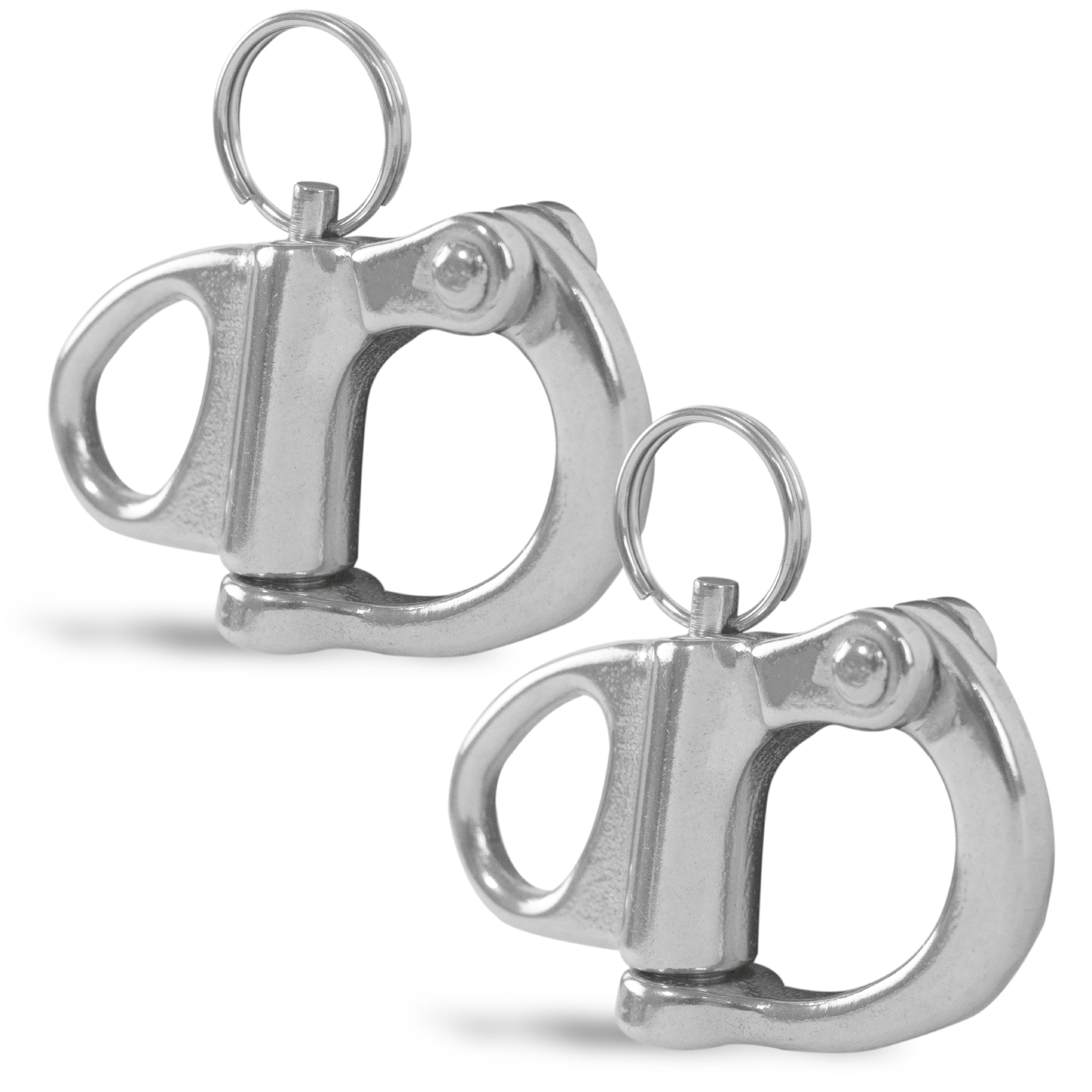 2" Pin Release Snap Shackle with Fixed Eye, AISI316 Stainless Steel, 2-Pack - FO441-M2