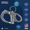 2" Pin Release Snap Shackle with Fixed Eye, AISI316 Stainless Steel, 2-Pack - FO441-M2 - Five Oceans
