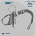2" Pin Release Snap Shackle with Fixed Eye, AISI316 Stainless Steel - FO441 - Five Oceans