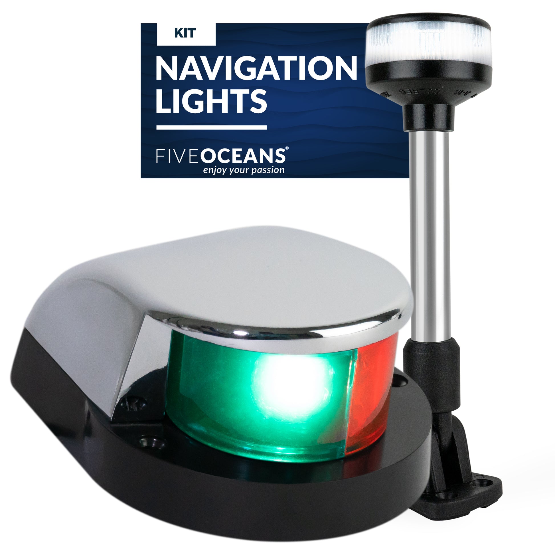 LED Bi-Color & Anchor Navigation Light Kit, 12V DC - 2NM - FO4429-C1 - Five Oceans