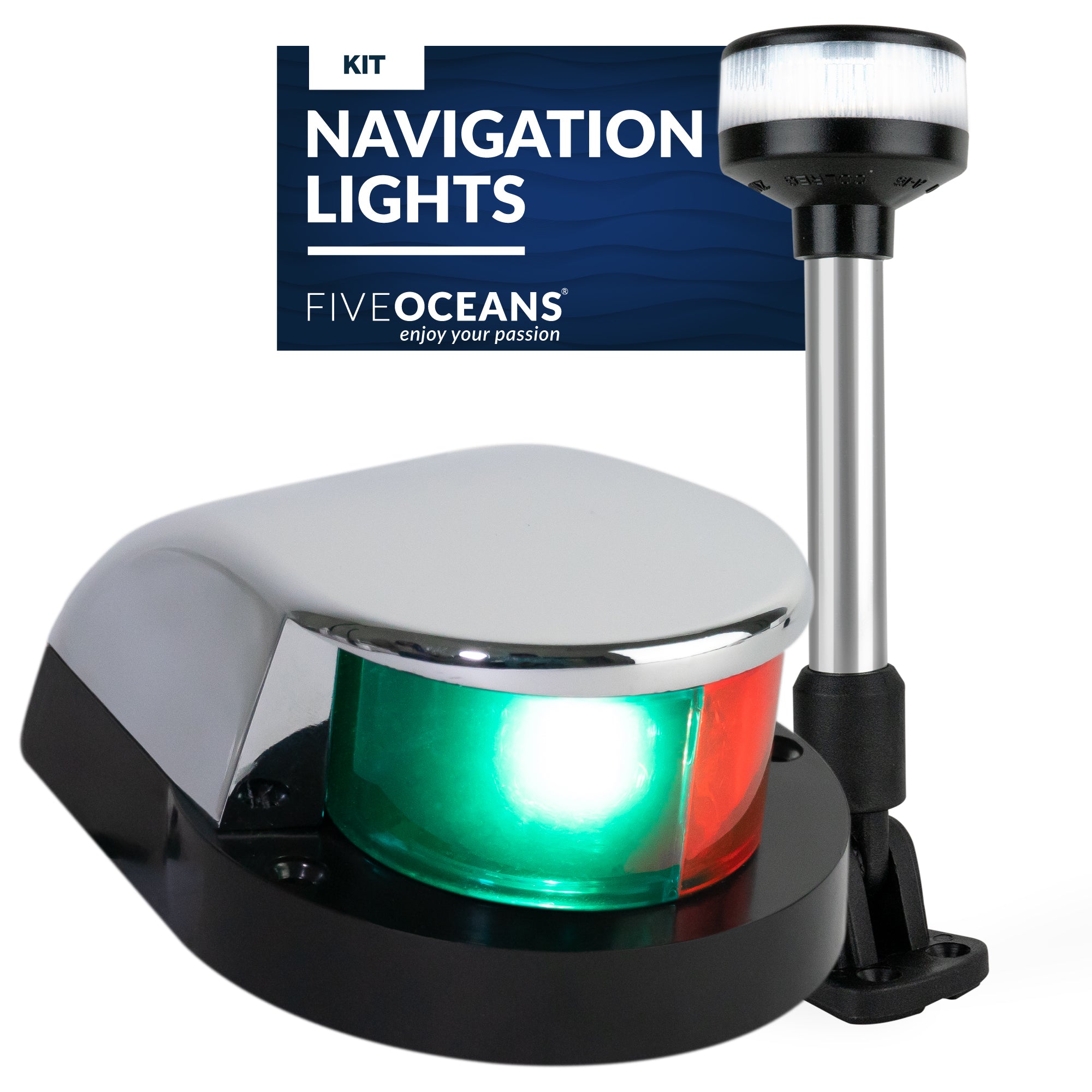 LED Bi-Color & Anchor Navigation Light Kit, 12V DC - 2NM - FO4429-C1 - Five Oceans