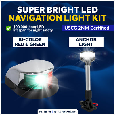 LED Bi-Color & Anchor Navigation Light Kit, 12V DC - 2NM