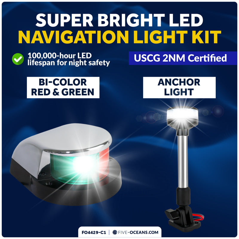 LED Bi-Color & Anchor Navigation Light Kit, 12V DC - 2NM