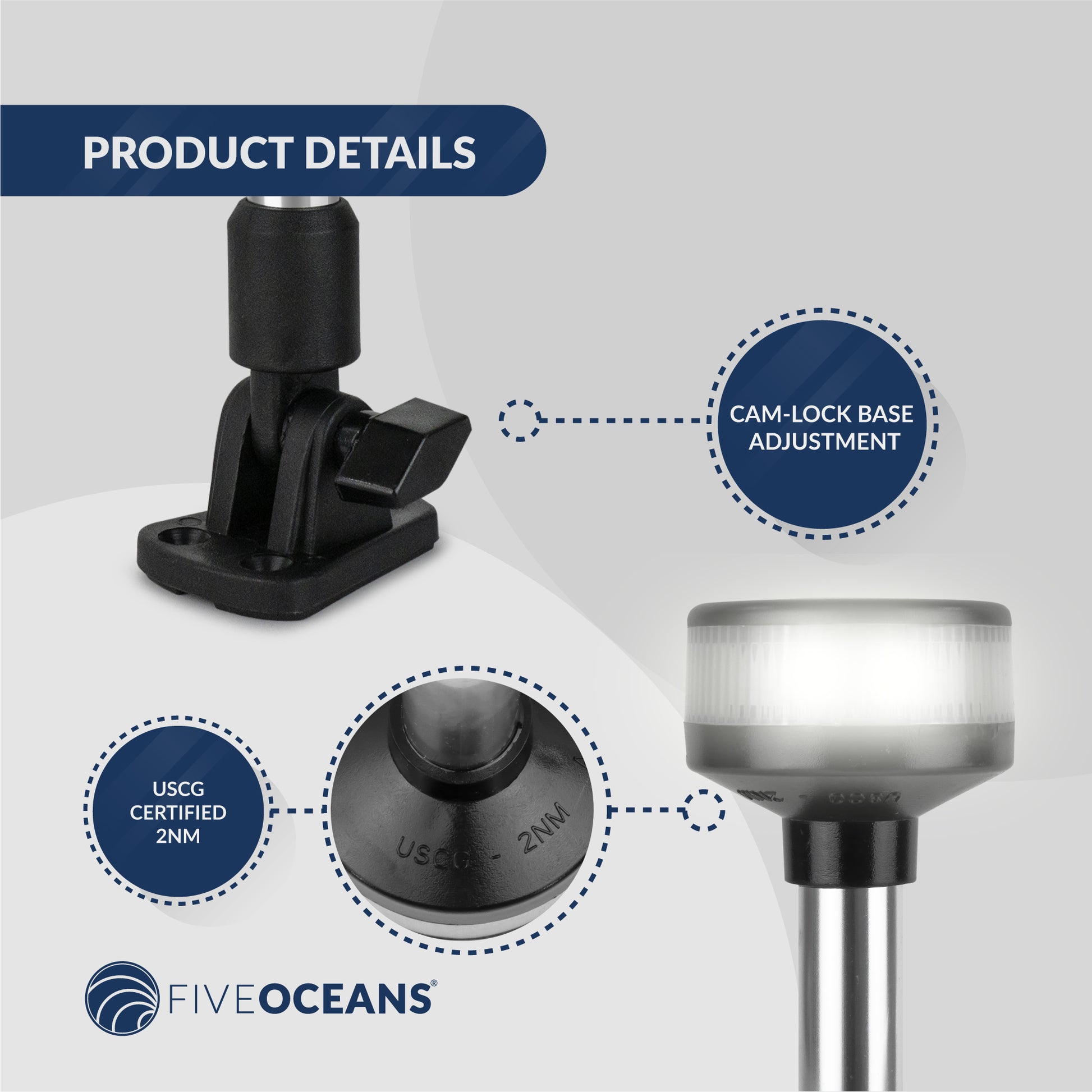 LED Bi-Color & Anchor Navigation Light Kit, 12V DC - 2NM - FO4429-C1 - Five Oceans