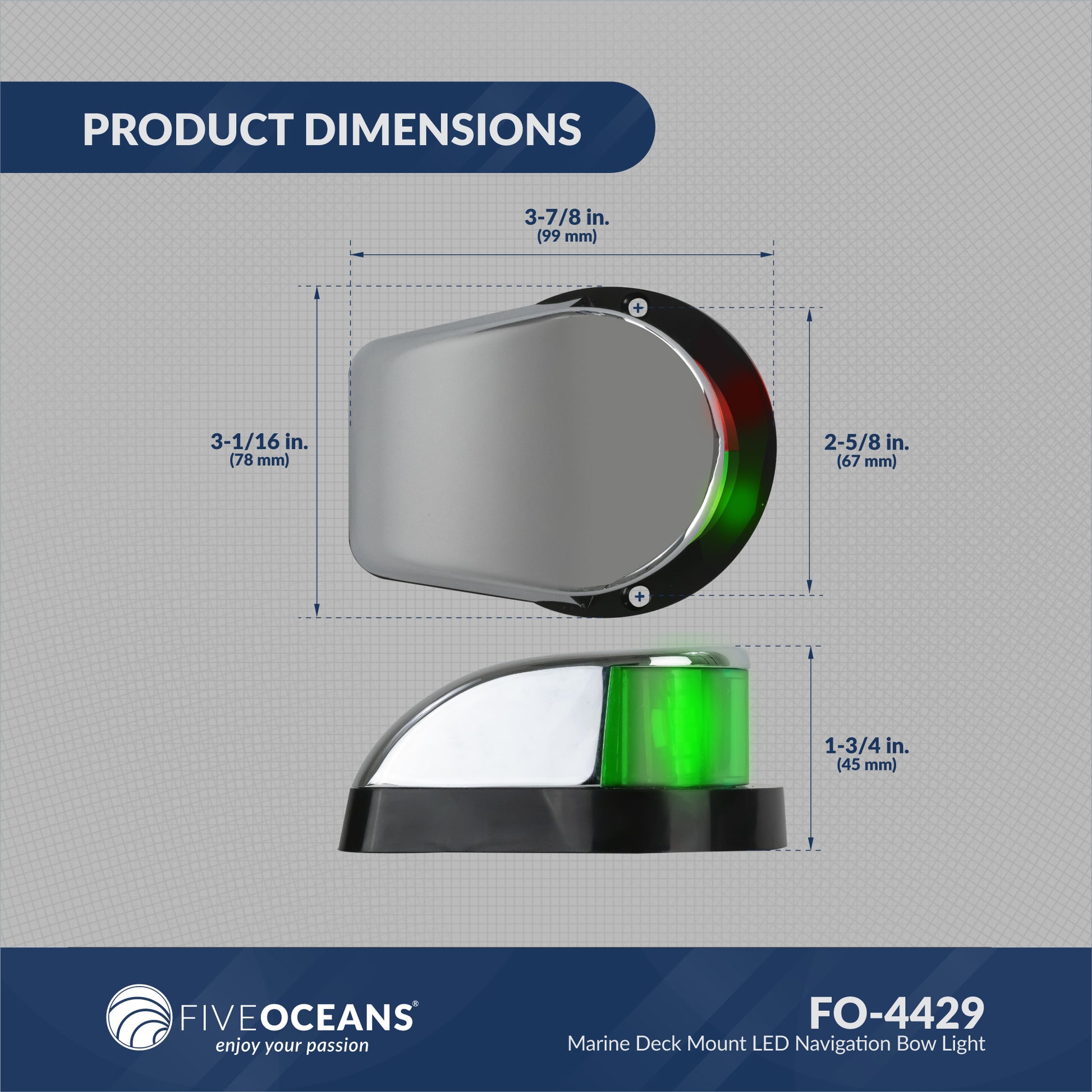 LED Bi-Color & Anchor Navigation Light Kit, 12V DC - 2NM - FO4429-C1 - Five Oceans