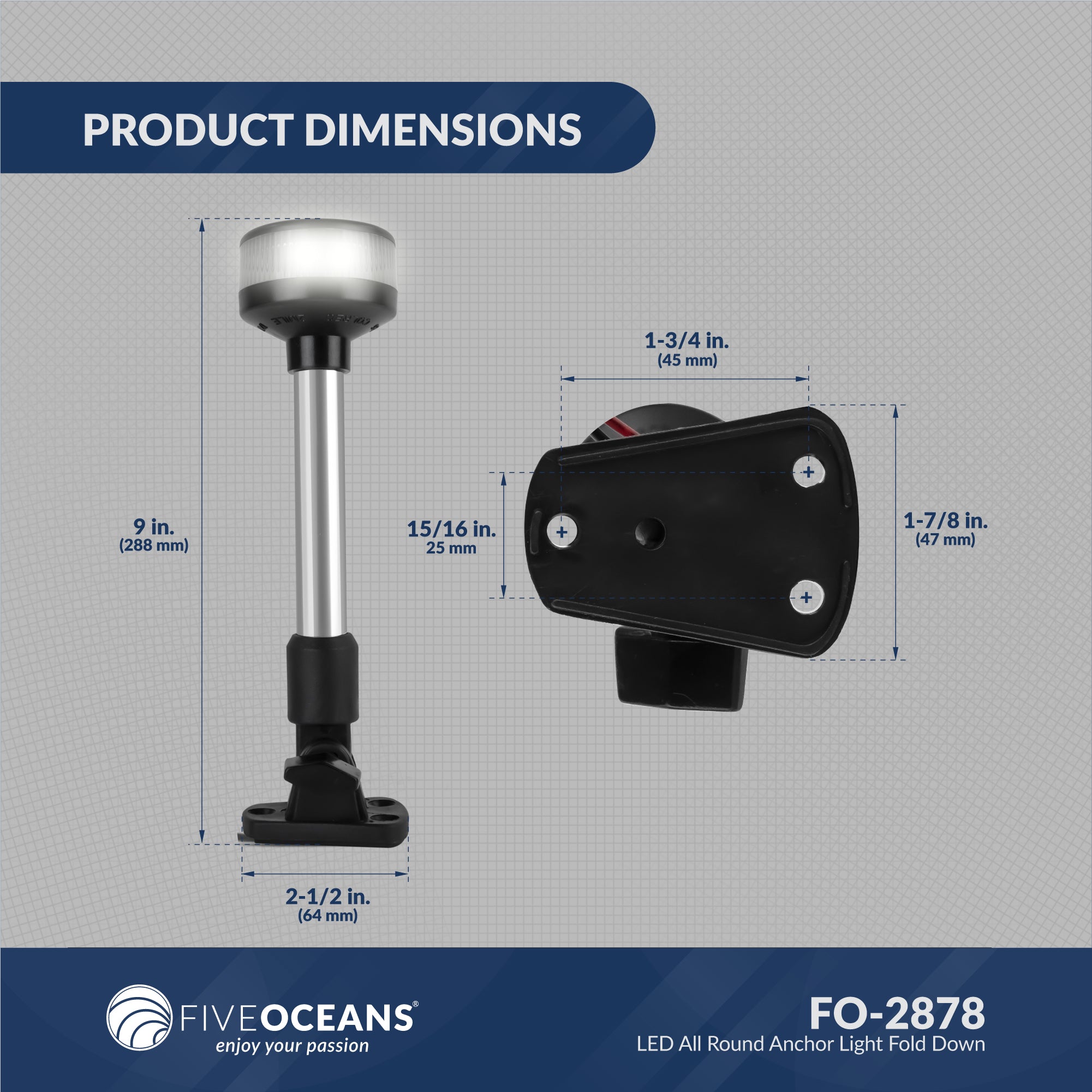 LED Bi-Color & Anchor Navigation Light Kit, 12V DC - 2NM - FO4429-C1 - Five Oceans