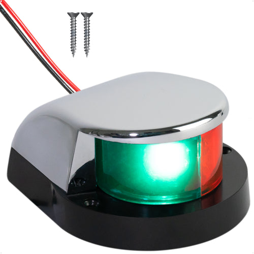 LED Bi-Color Navigation Light, Horizontal Mount 12V DC, 2NM, Silver