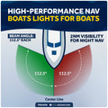 LED Bi-Color Navigation Light, Horizontal Mount 12V DC, 2NM, Silver
