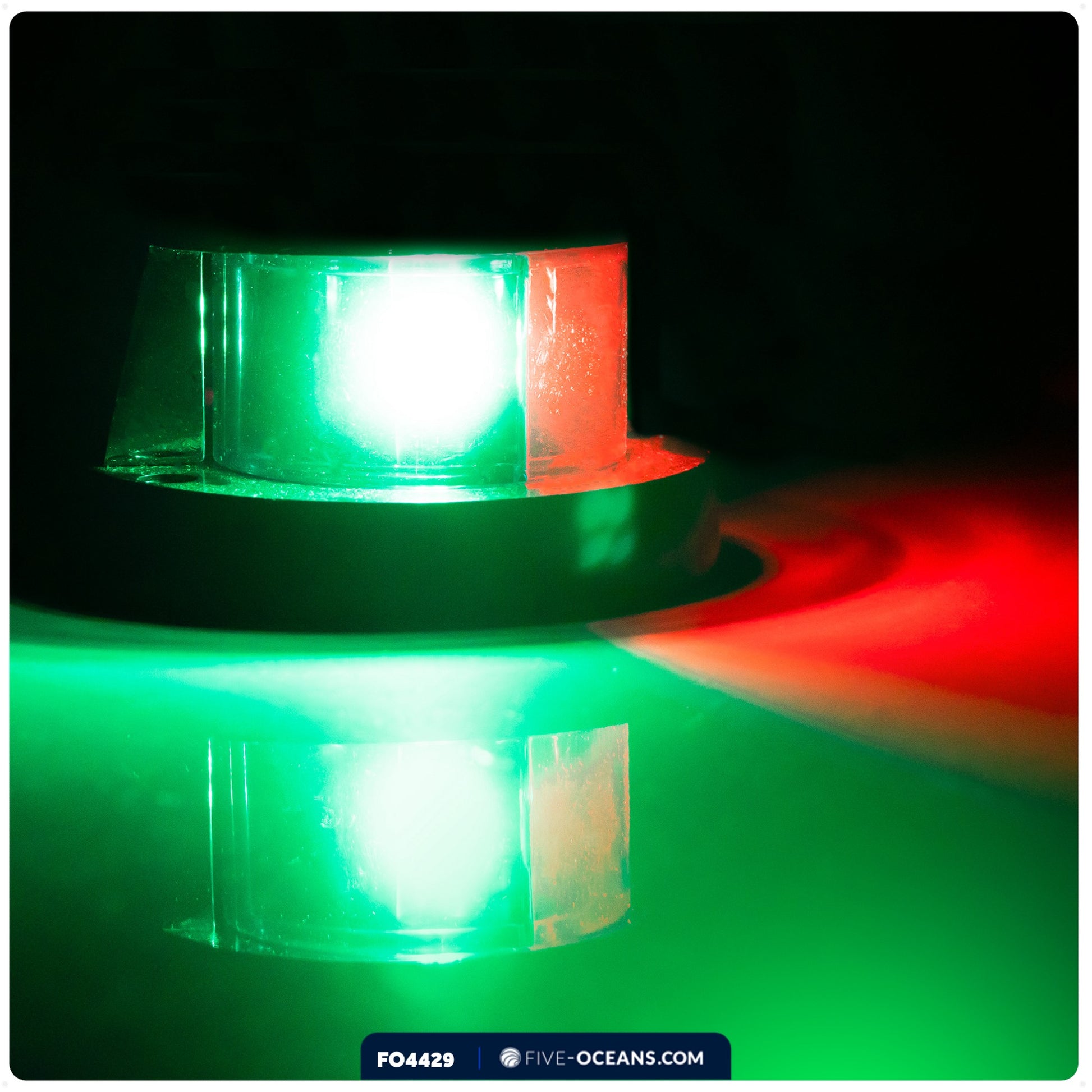 LED Bow Light, Bi-Color Light, 12V, Chrome Plated Zinc Alloy Housing - FO4429 - Five Oceans