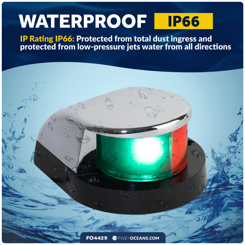 LED Bi-Color Navigation Light, Horizontal Mount 12V DC, 2NM, Silver