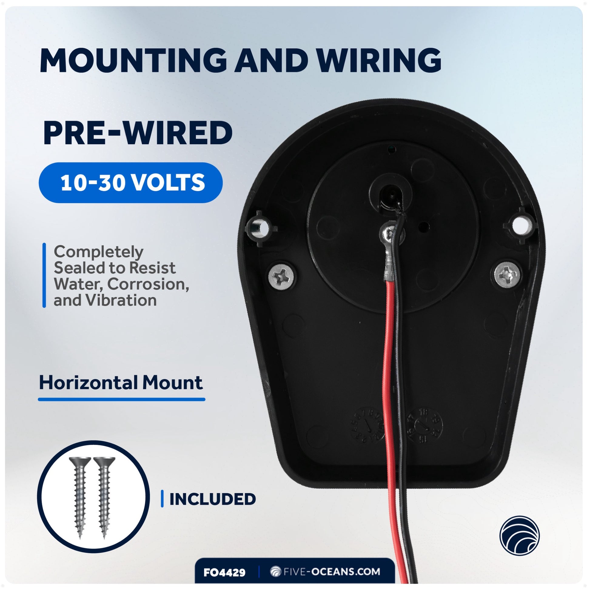 LED Bi-Color Navigation Light, Horizontal Mount 12V DC, 2NM, Silver - FO4429 - Five Oceans