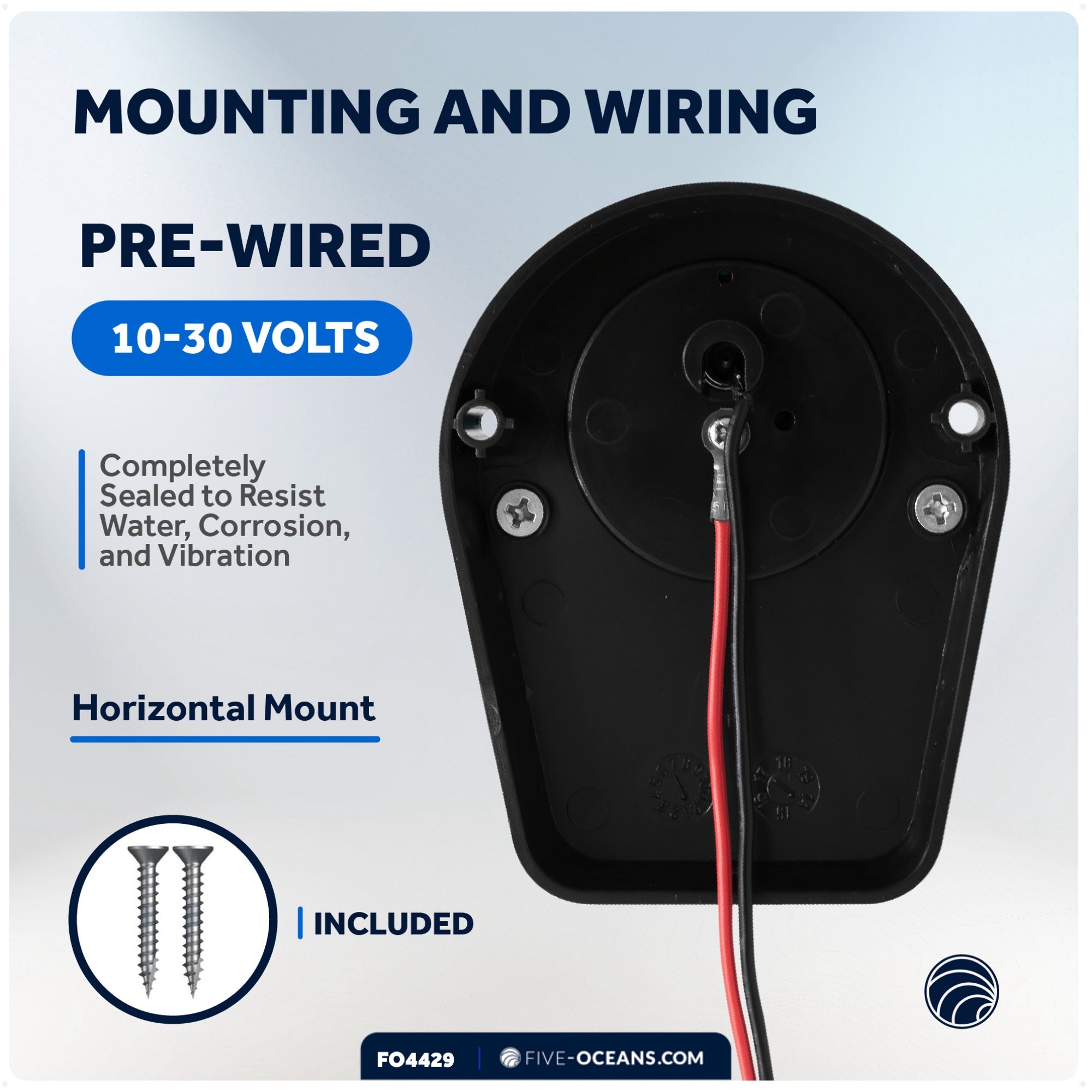 LED Bi-Color Navigation Light, Horizontal Mount 12V DC, 2NM, Silver - FO4429 - Five Oceans