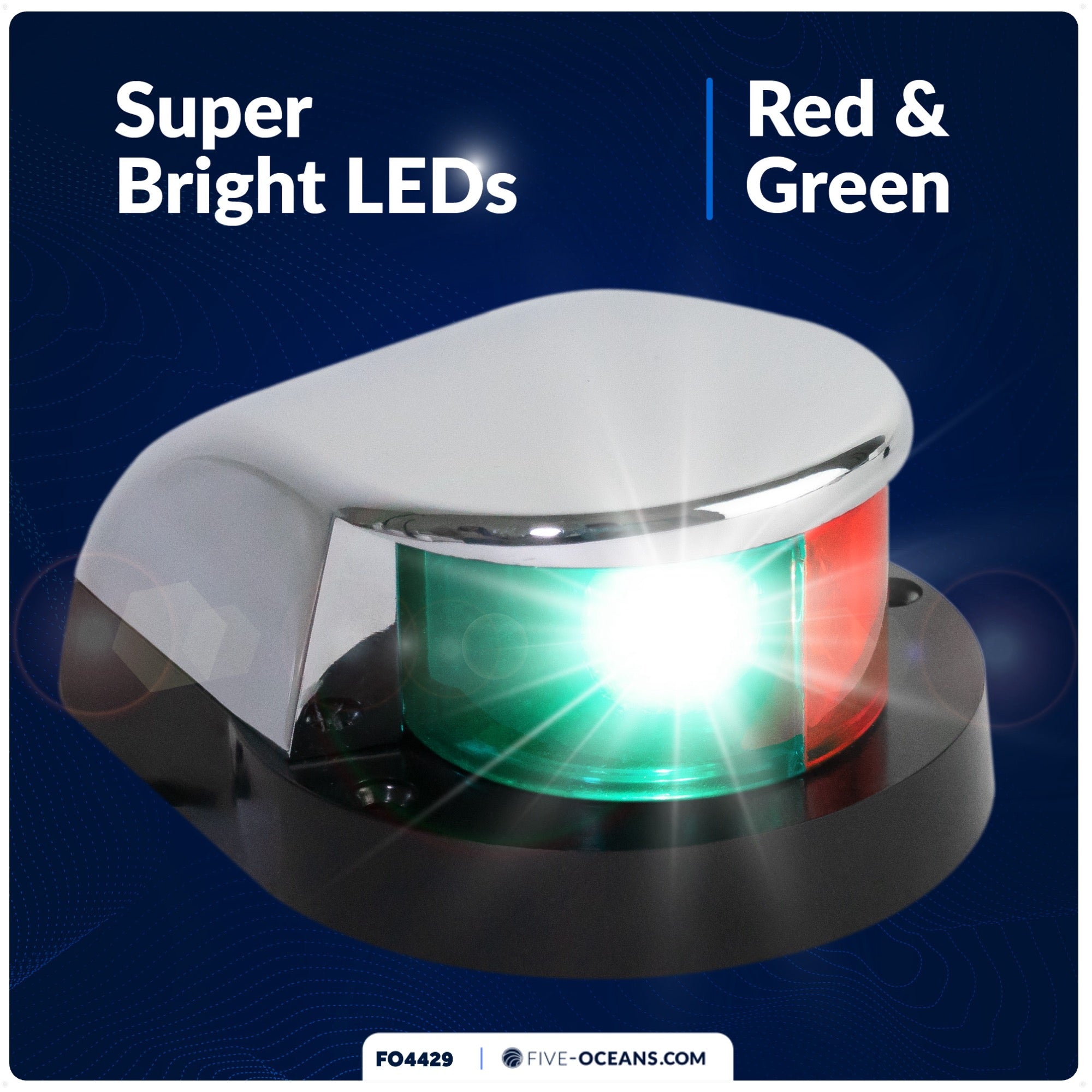 LED Bi-Color Navigation Light, Horizontal Mount 12V DC, 2NM, Silver - FO4429 - Five Oceans